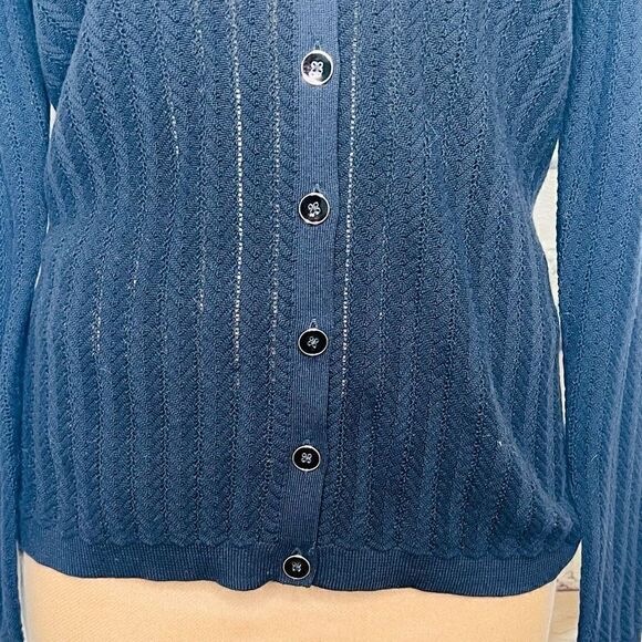 Talbots Womens Black Long Sleeves Button Front V-Neck Cardigan Sweater Medium - Picture 5 of 5